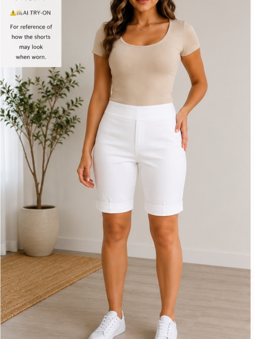 Spring Street White Bermuda Shorts Size 13/14 Stretch Cuffed Summer Shorts